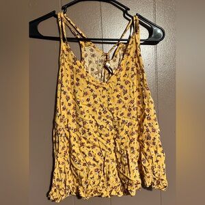 (6/$10) Floral Yellow Sleeveless Top
